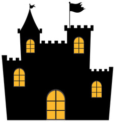 Wall Mural - Silhouette castle with light at the window