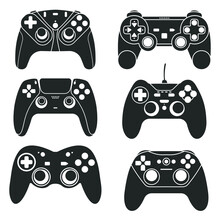 Set Of Black Game Controller Silhouette