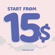 start from 15 $ promo banner 