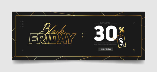 Wall Mural - black friday web ad or facebook cover timeline template. modern layout with gold color design