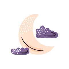 Wall Mural - crescent moon with clouds