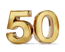 50 Golden Fifty Symbol 3d-illustration