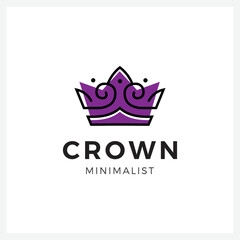 Purple Crown Logo and symbol template illustration icon modern and minimalist
