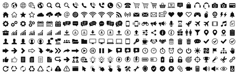 Fototapete - Web icons. Icons web, shopping, technology, message, document, chatting, mail, device, avatar, calendar collection. Vector illustration