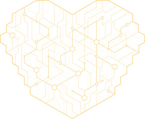 Poster - dot circuit board heart shape simple design. artificial intelligence concept.