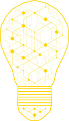 Poster - dot circuit board light bulb simple design. artificial intelligence concept.
