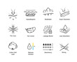 Set of icons for the absorbent material. Vector illustration on white background. Perfect for pads, baby and adult diapers, tissues, napkins and etc. EPS10.	