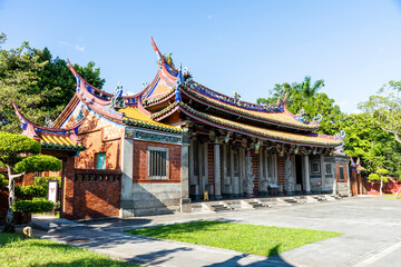 Wall Mural - Old building view of the Confucius Temple in Taipei, Taiwan. This is a historical heritage with a Chinese-style building that is over several hundred years old.