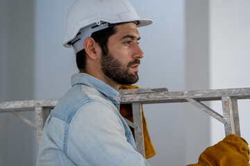 Aufkleber - Construction workers collaborating on new house building,Concept of architect profession and house building.