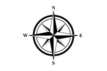Basic Compass Rose (Full Transparent PNG - Only Black Color)
