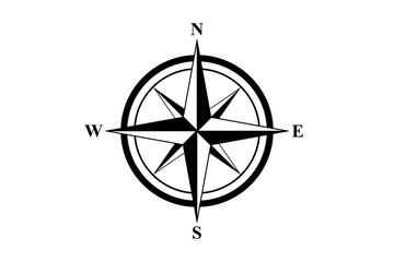basic compass rose (full transparent png - only black color)