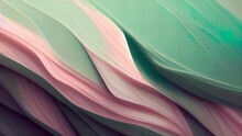 Green And Pink Pastel Flowing Abstract Shapes.  Creative Smooth Texture. 4K Wallpaper With Modern Liquid Flow. Pattern Of Light Green Colors. 