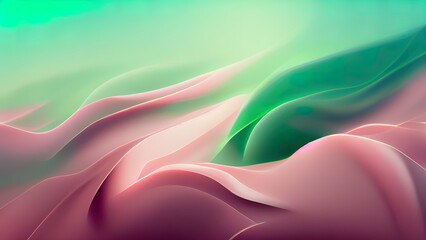 Wall Mural - Green and pink pastel flowing abstract shapes. Creative smooth texture. 4K wallpaper with modern liquid flow. Pattern of light green colors. 