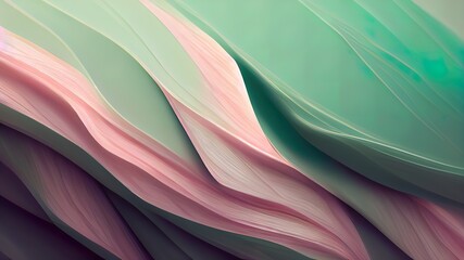 Wall Mural - green and pink pastel flowing abstract shapes. creative smooth texture. 4k wallpaper with modern liq