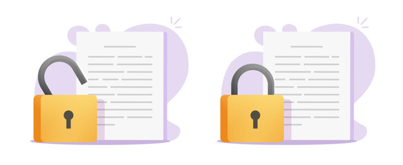 Aufkleber - Document locked icon via padlock secure vector as access permission closed or open graphic illustrated, security file forbidden, safety personal information, secret privacy confidential data 3d image