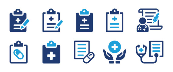 Wall Mural - Prescription icon collection. Medical form icon vector set illustration. Health check concept.