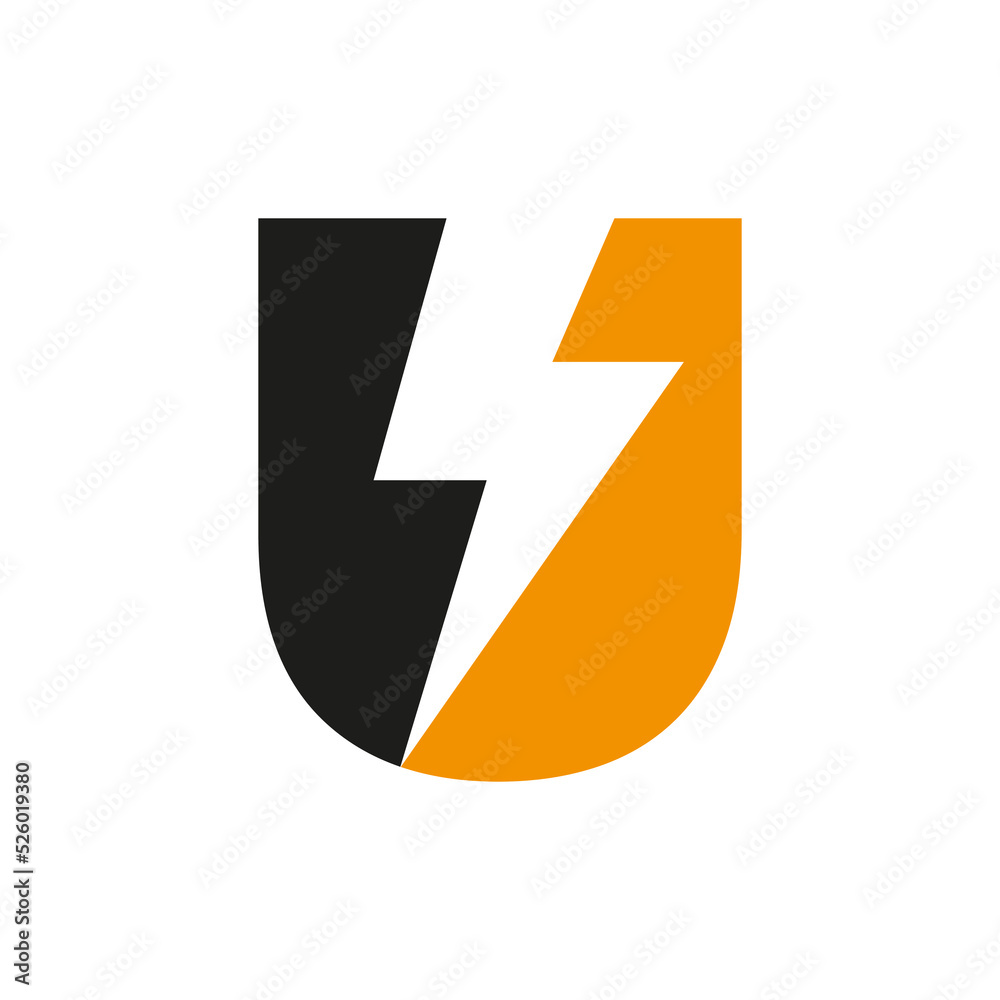 Letter U Electric Logo Concept With Power Icon, Volt Thunder Symbol Vector  Template Stock Vector | Adobe Stock, image size:1000x1000