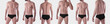 Mockup of black swimming trunks on a man, brief male underpants, isolated on background. Set of panties.