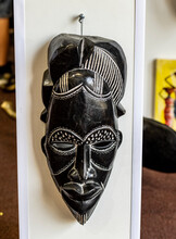African Black Mask Ritual Closeup