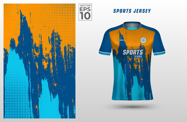 T-shirt sport design template with abstract grunge halftone pattern for soccer jersey. Sport uniform in front view. Tshirt mock up for sport club. Vector Illustration