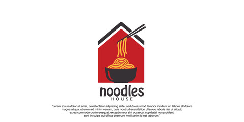 Wall Mural - Simple logo design noodles in house Premium Vector part 2