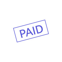 PAID Blue Stamp Vector On White Background.