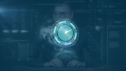 Poster - Animation of clock moving fast data and numbers clock fast over screen