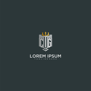CG initial monogram for crown and shield logo design