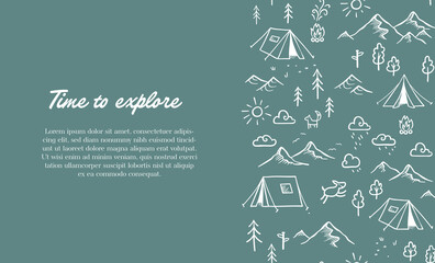 Wall Mural - cute hand drawn vector camping seamless pattern, great for textiles, banners, wallpapers - doodle te