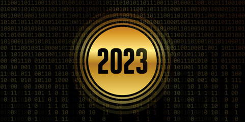 Aufkleber - 2023 new year number on binary code background