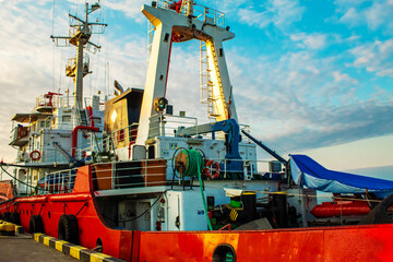 The passenger ship in port. selective focus