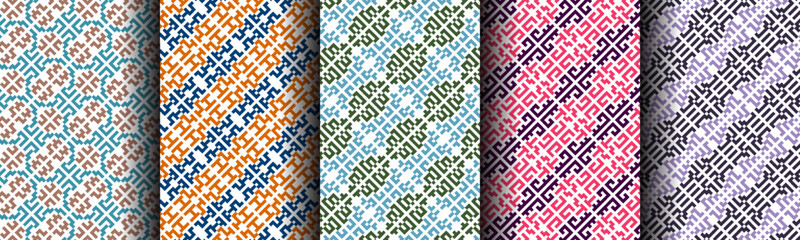 modern geometric ethnic seamless pattern background set bundle