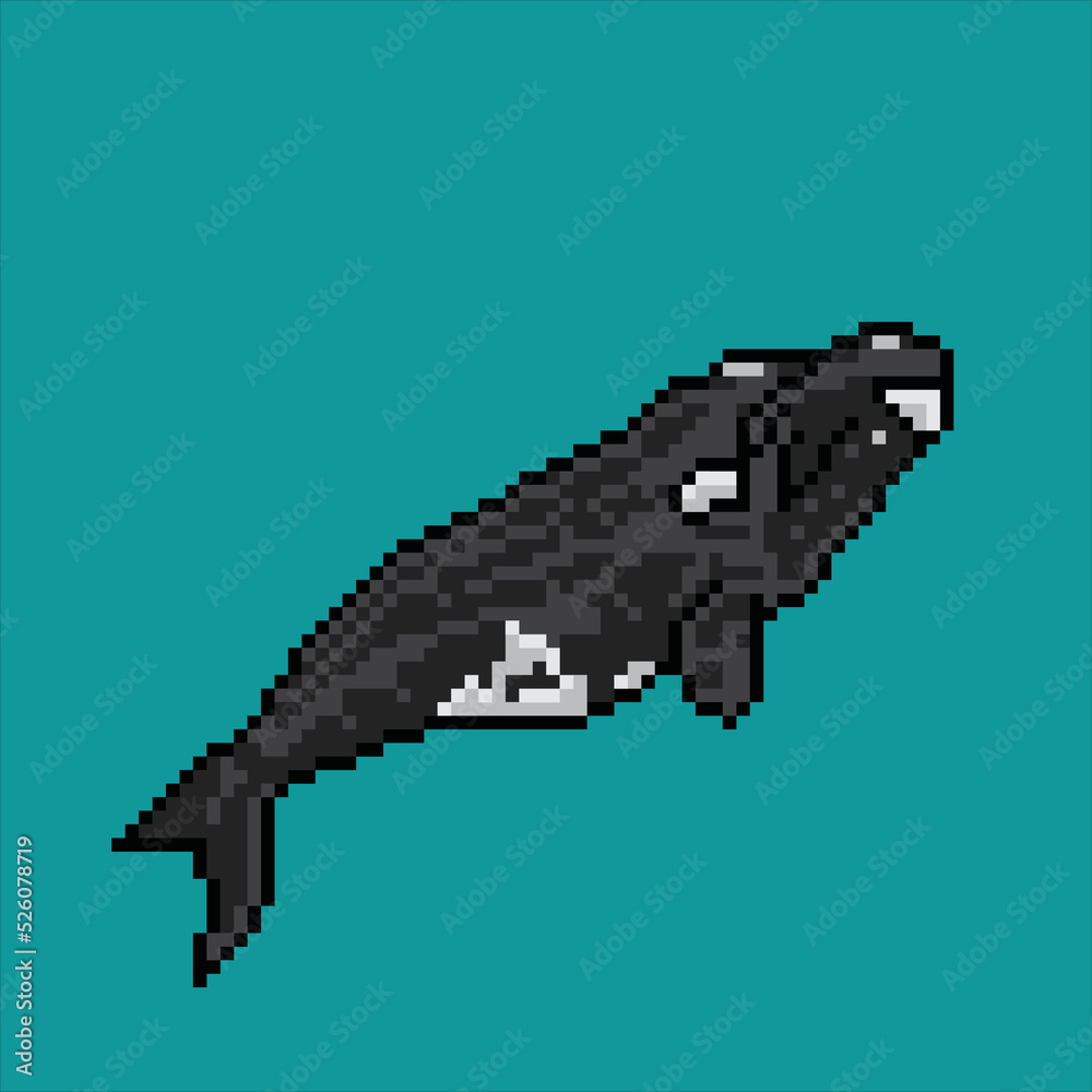 whale character with pixel art style Stock Vector | Adobe Stock