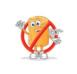 say no to wooden corkscrew mascot. cartoon vector