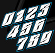 Slanted Racing Numbers with border