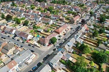 High Angle Footage of British City and Residentials 