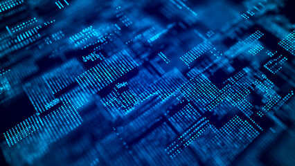 Fototapete - Abstract Digital Background Science Technology Networks Big Data Link 3D rendering.