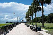 A Waterfront Park Pathway Located In Charleston, South Carolina