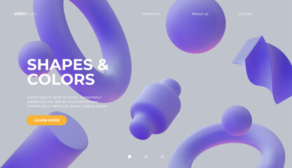 Fototapete - 3D background with matt violet shapes. Eps10 vector.