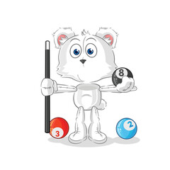 Sticker - polar bear plays billiard character. cartoon mascot vector