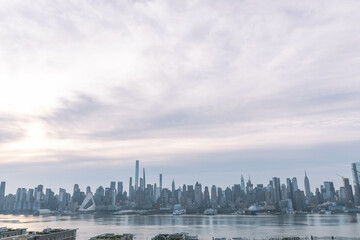 city skyline nyc morning overcast sky
