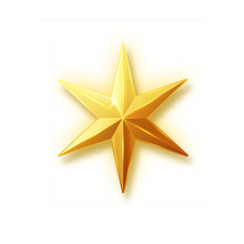 Gold Shiny Glitter Glowing Christmas Star With Shadow Isolated On White Background. Vector Illustration.