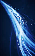 Poster - Flowing curves with glowing neon lines, 3d rendering.