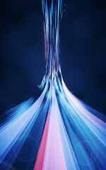 Poster - Flowing curves with glowing neon lines, 3d rendering.