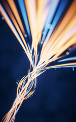 Poster - Flowing curves with glowing neon lines, 3d rendering.