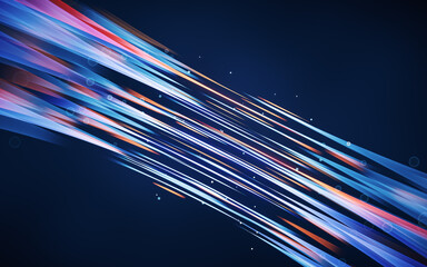 Poster - Flowing curves with glowing neon lines, 3d rendering.