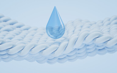 Poster - Wave cloth with cleaning water bubble, 3d rendering.