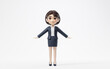 Short hair business girl with suit jacket, 3d rendering.