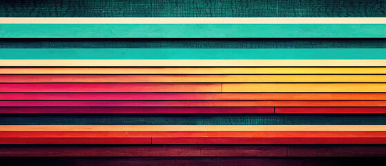 Wall Mural - Abstract background backdrop wall made of multicolored stripes. Stylish 80s