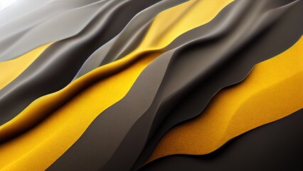 Draped metal plate with yellow color. 3D render of grey steel texture with yellow color. Industrial backdrop. Fabric material wallpaper. Clean mordern chrome background.